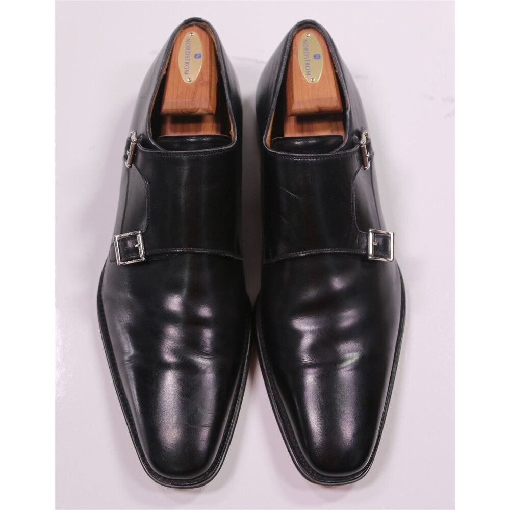 Magnanni Miro Double Monk Strap Black Leather Dress Shoes Men's US 13 - Picture 4 of 11